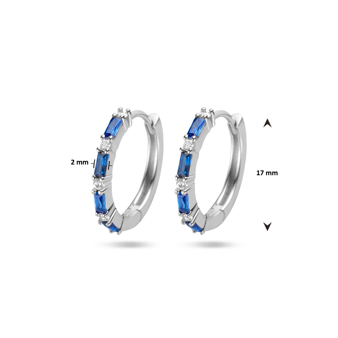 Ohrhänger mit blauem Zirkonia, Silber rhodiniert