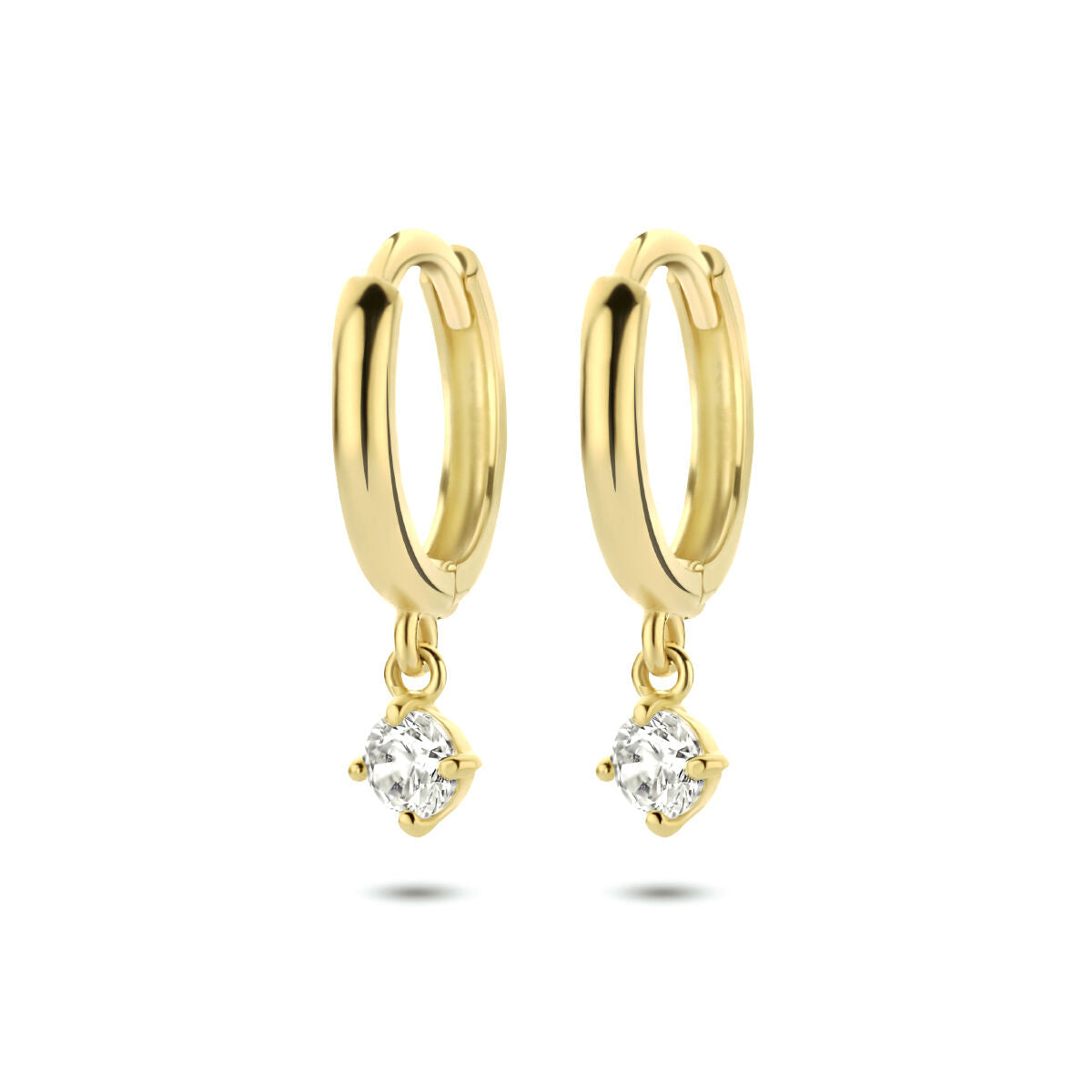 Klapp-Ohrringe aus 14K Gelbgold mit Zirkonia-Anhängern