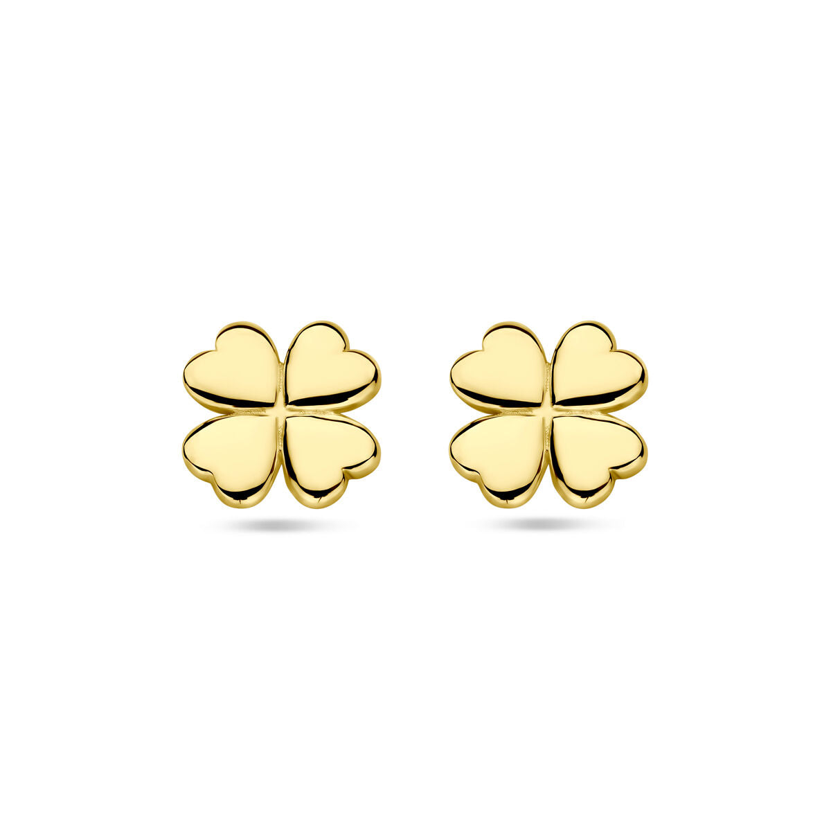 Ohrstecker in Form eines vierblättrigen Kleeblatts aus 14K Gelbgold