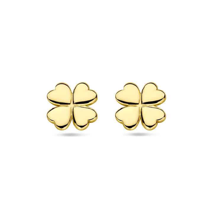 oorknoppen klavertje 7 mm 14K geelgoud