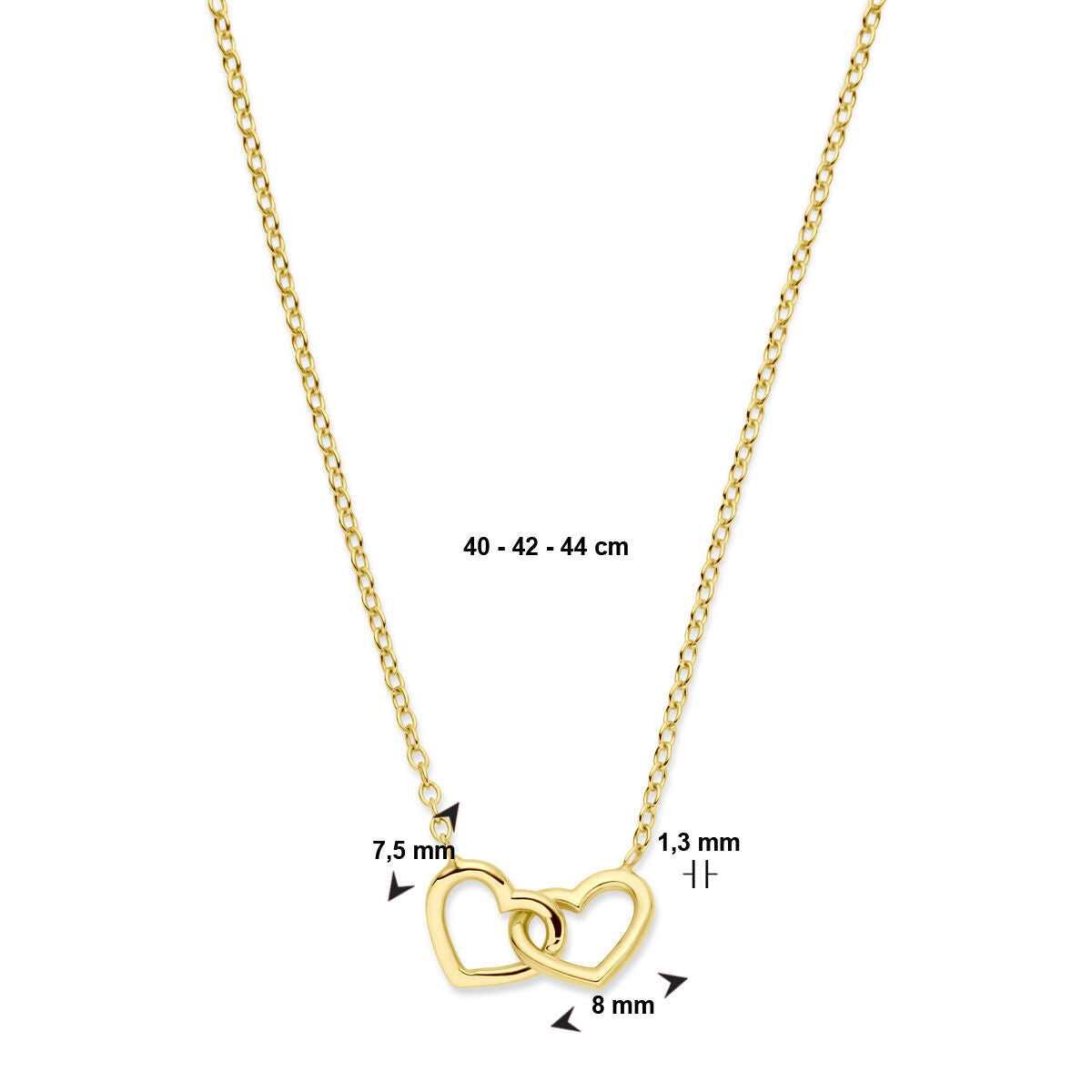 Gold Damenhalskette Herzen 14K