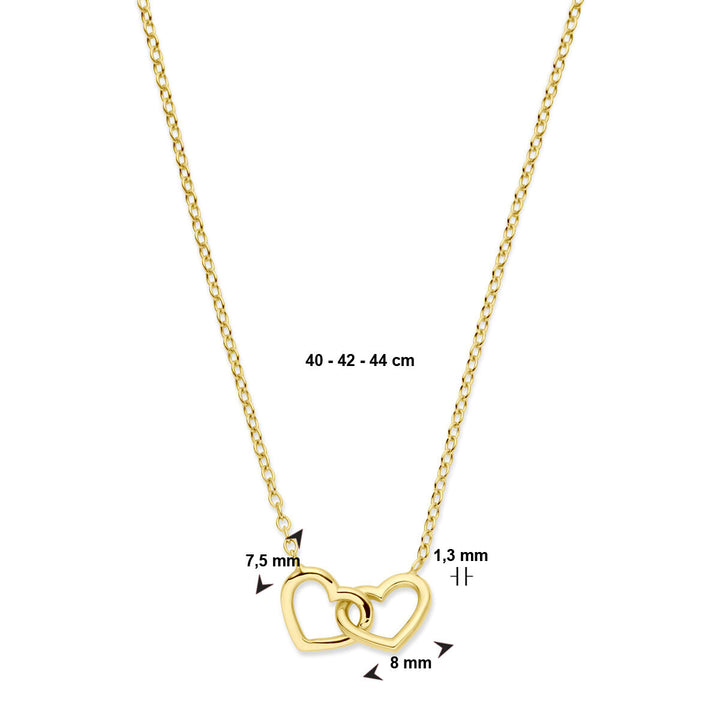 Gold Damenhalskette Herzen 14K