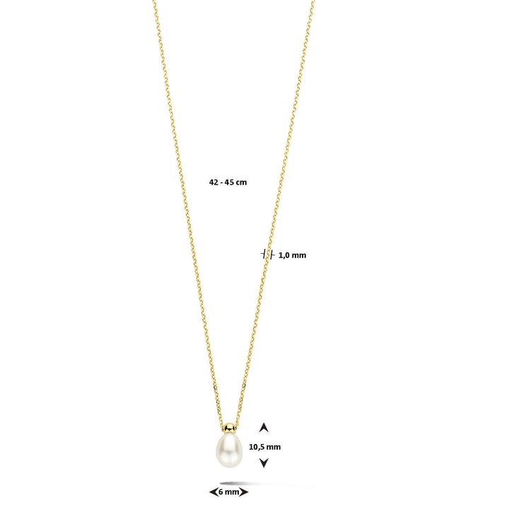 Halskette Perle 42 + 3 cm 14K Gelbgold