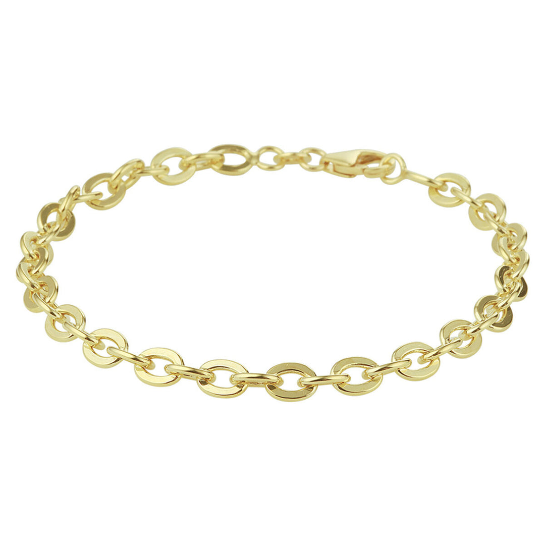Armband aus Gelbgold mit silberner Kern, 5,0 mm breite Glieder in ovaler Form