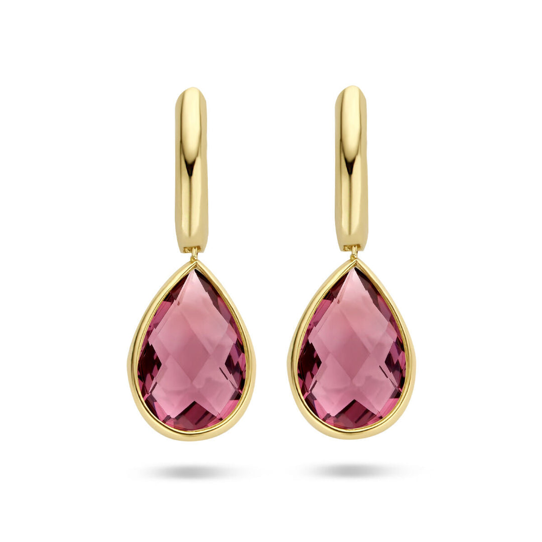 Ohrhänger Rhodolit-Quarz 14K Gelbgold