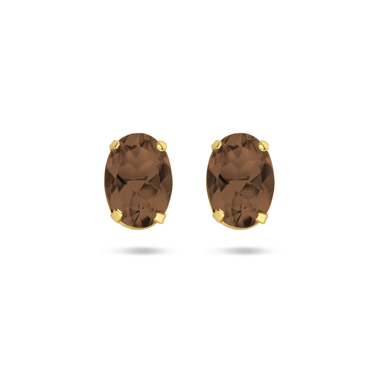 Ohrstecker aus 14K Gelbgold mit ovalen Rauchquarzsteinen