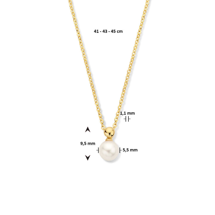Gold Damenhalskette Perle 14K