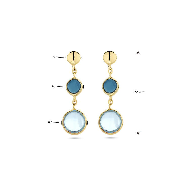 Ohrringe Blautopas und London Blue Topas 14K Gelbgold