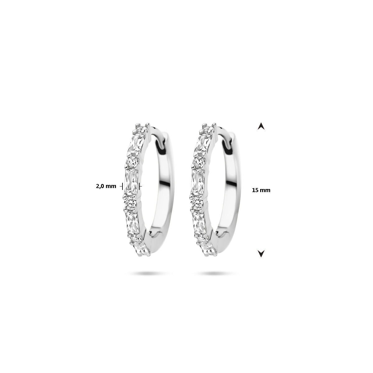 Klappohrringe Zirkonia 15 mm Silber rhodiniert