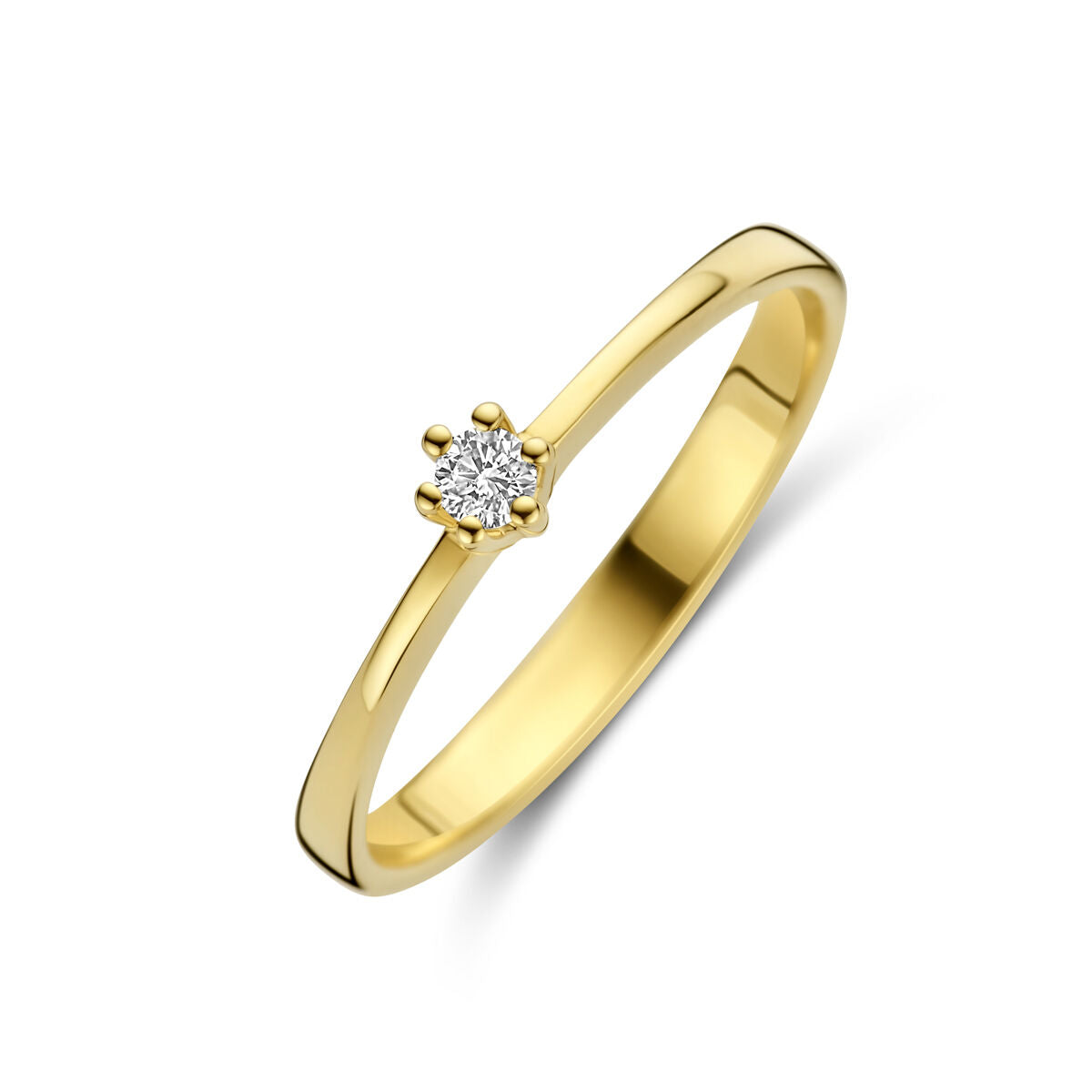 Ring aus 14K Gelbgold mit einem Diamanten von 0,05 ct in der Mitte