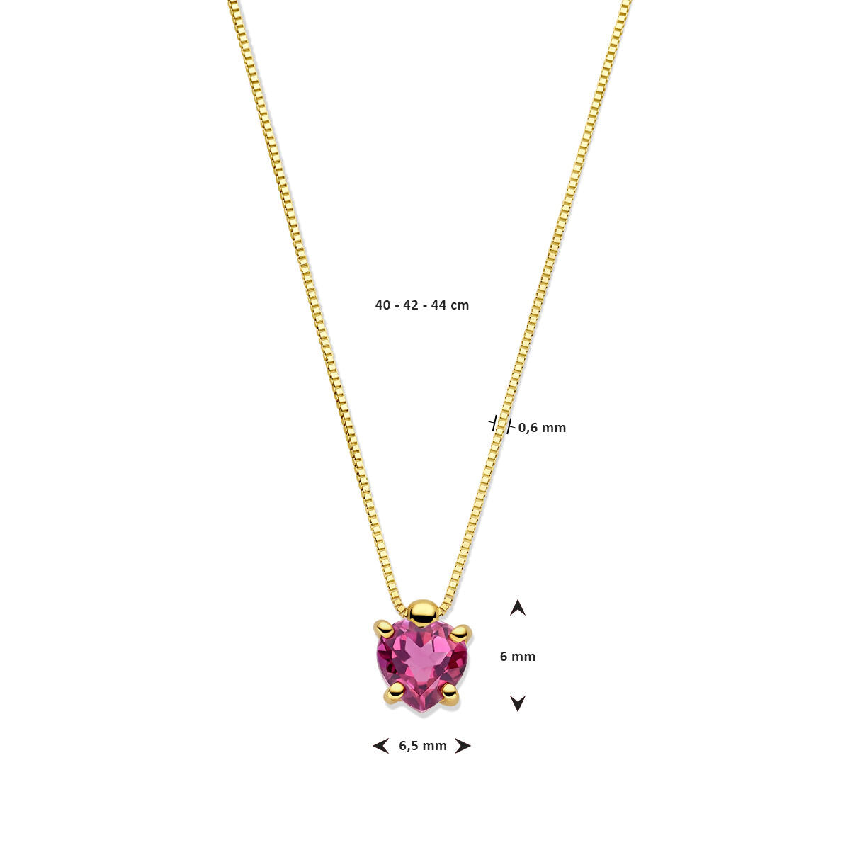 Gold Damen Halskette Herz Rhodolit 14K