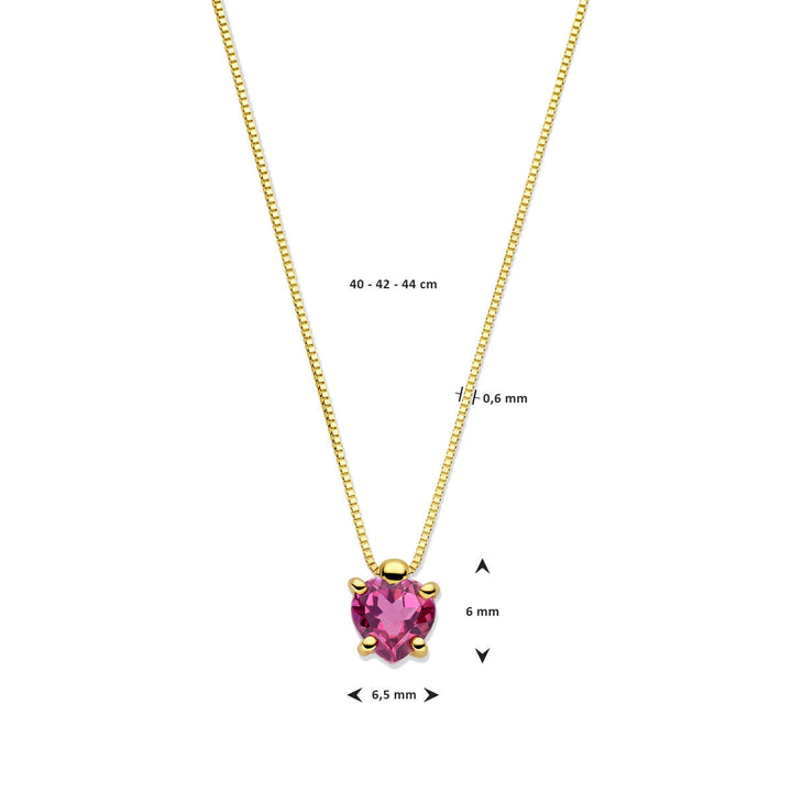 Gold Damen Halskette Herz Rhodolit 14K