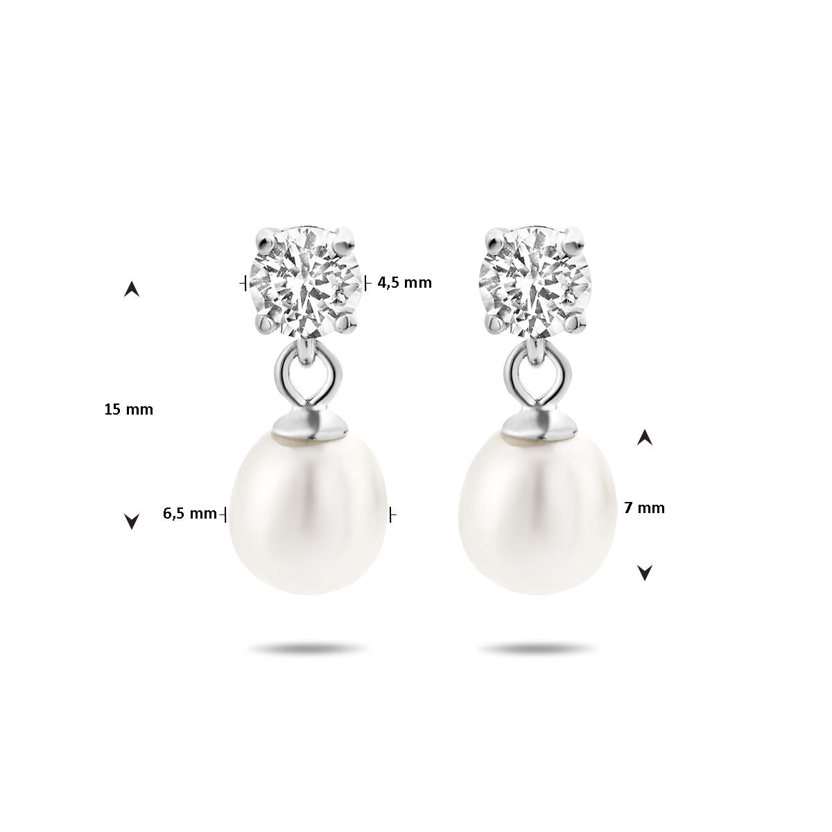 Ohrringe aus rhodiniertem Silber mit Zirkonia und Perlen