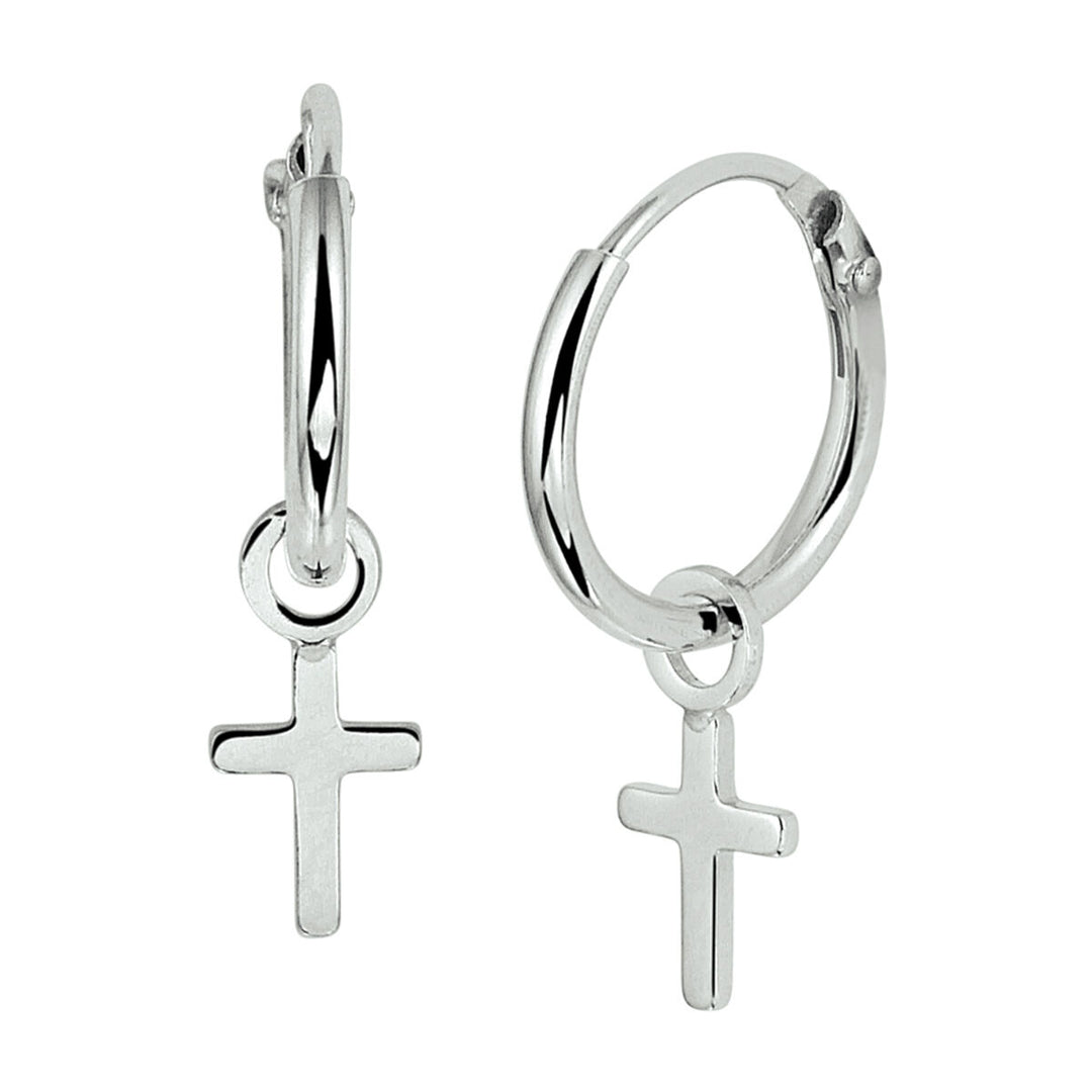 Kreuz-Ohrringe aus rhodiniertem Silber