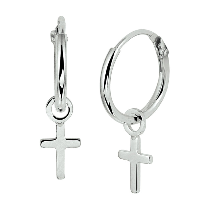 Kreuz-Ohrringe aus rhodiniertem Silber