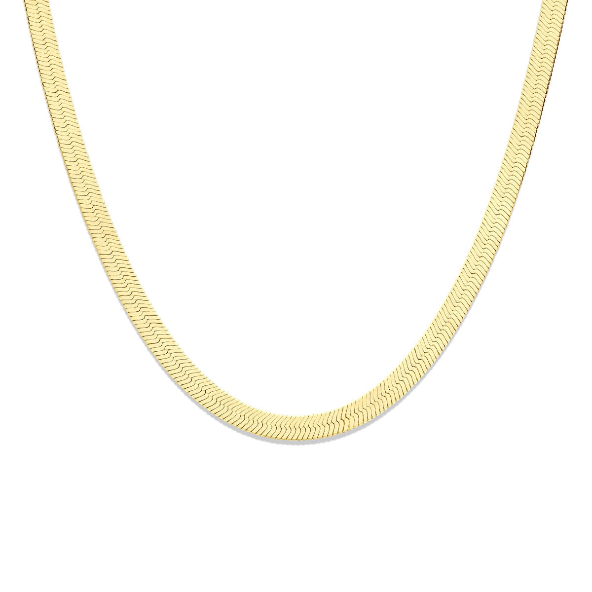 Flaches Schlangencollier mit 8,5 mm Breite, 43 cm lang, in 3 Mikron vergoldetem Silber