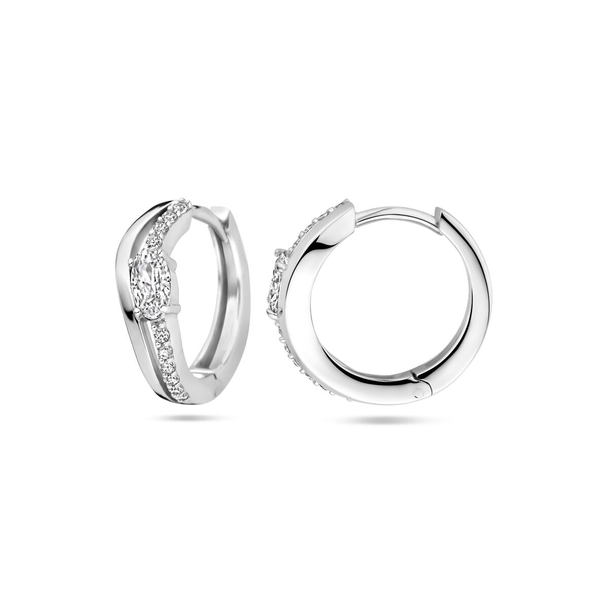 Klappcreolen Zirkonia 14,5 mm Silber rhodiniert
