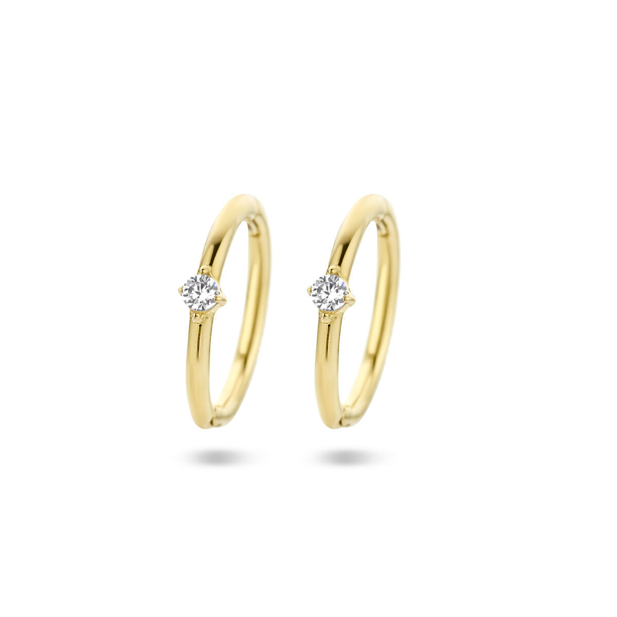 Klapp-Ohrringe aus 14K Gelbgold mit Zirkonia-Steinen