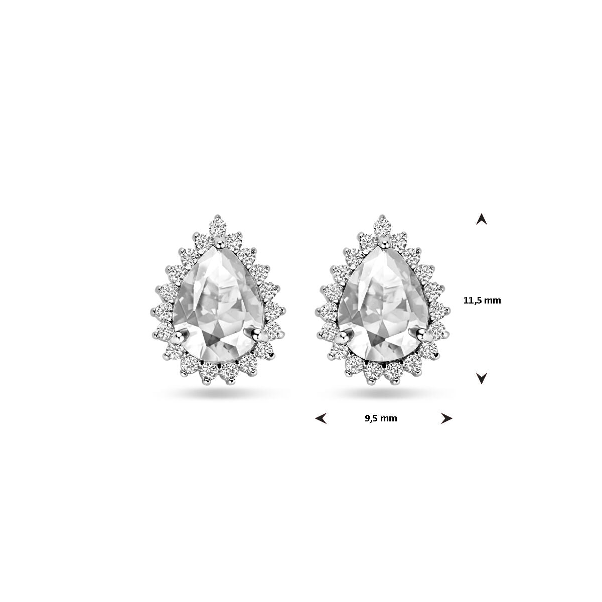 Ohrstecker Zirkonia 11,5 mm Silber rhodiniert
