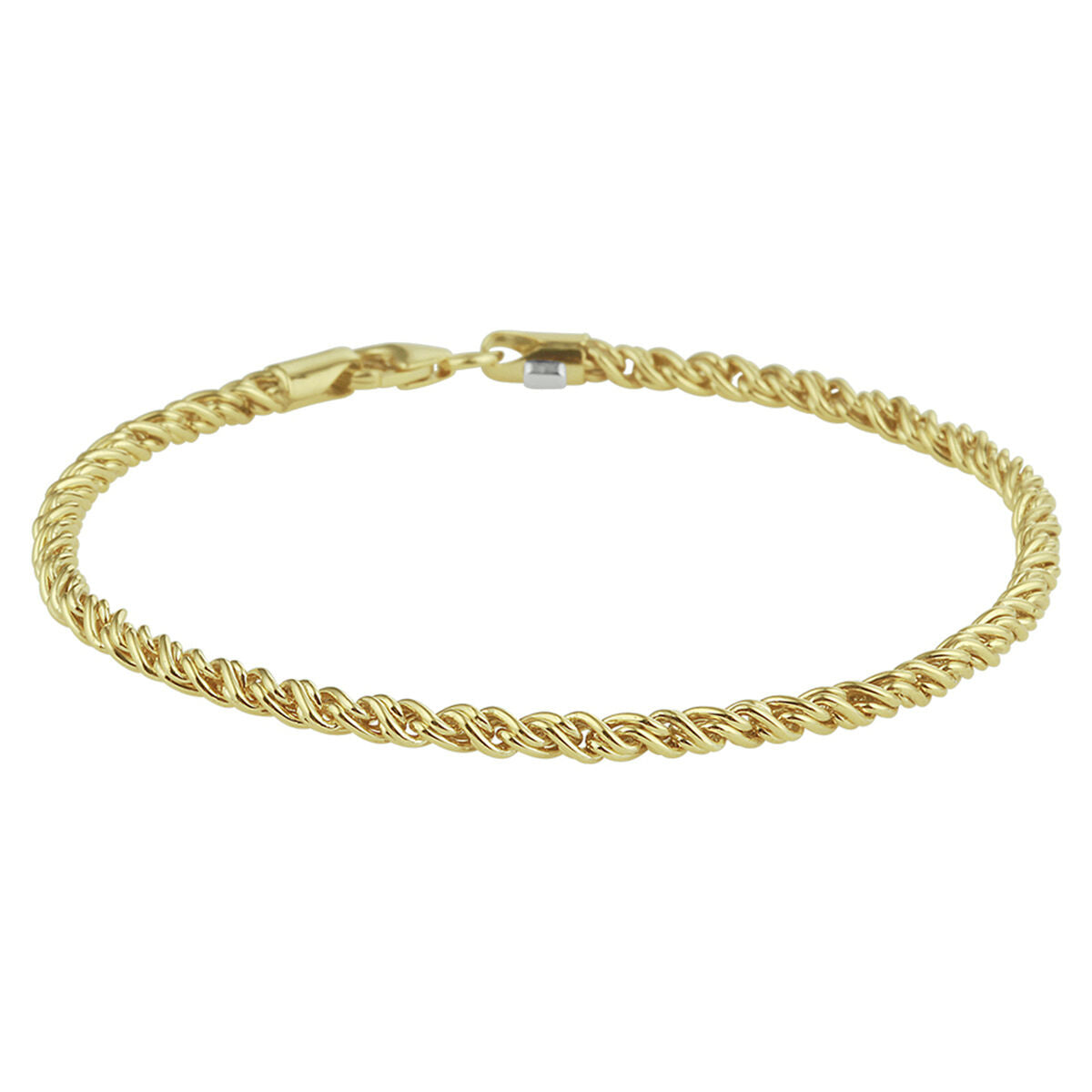 Drahtgliederarmband für Damen in Gelbgold mit silberner Kernstruktur