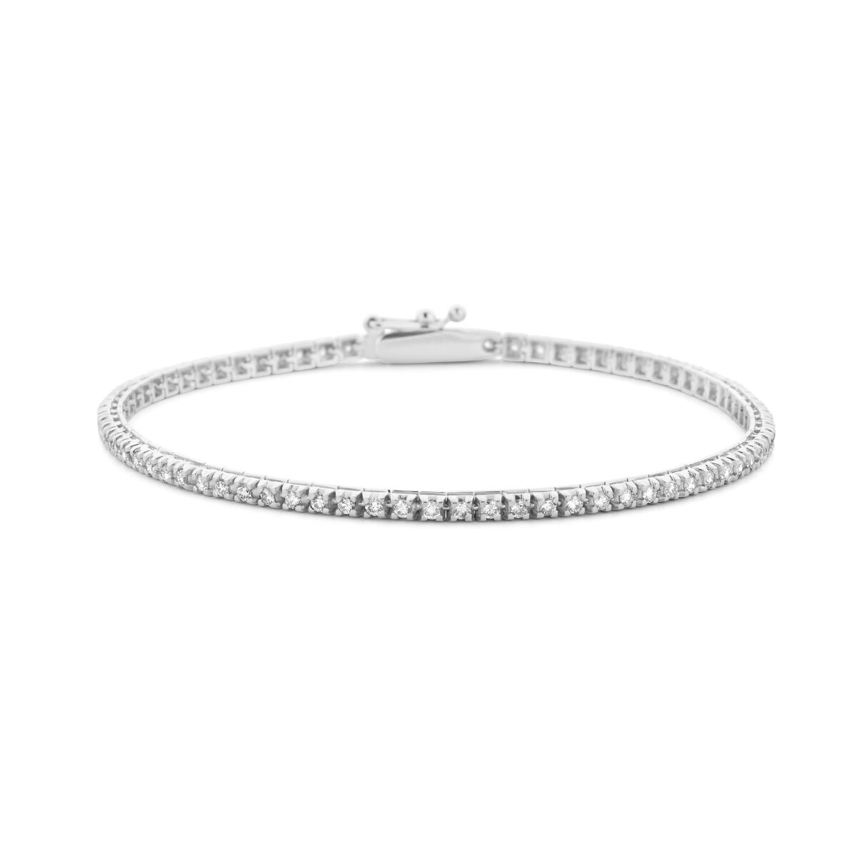 Tennisarmband aus 14K Weißgold mit 1,00 ct lab-grown Diamanten, 2,0 mm breit und 17,5 cm lang