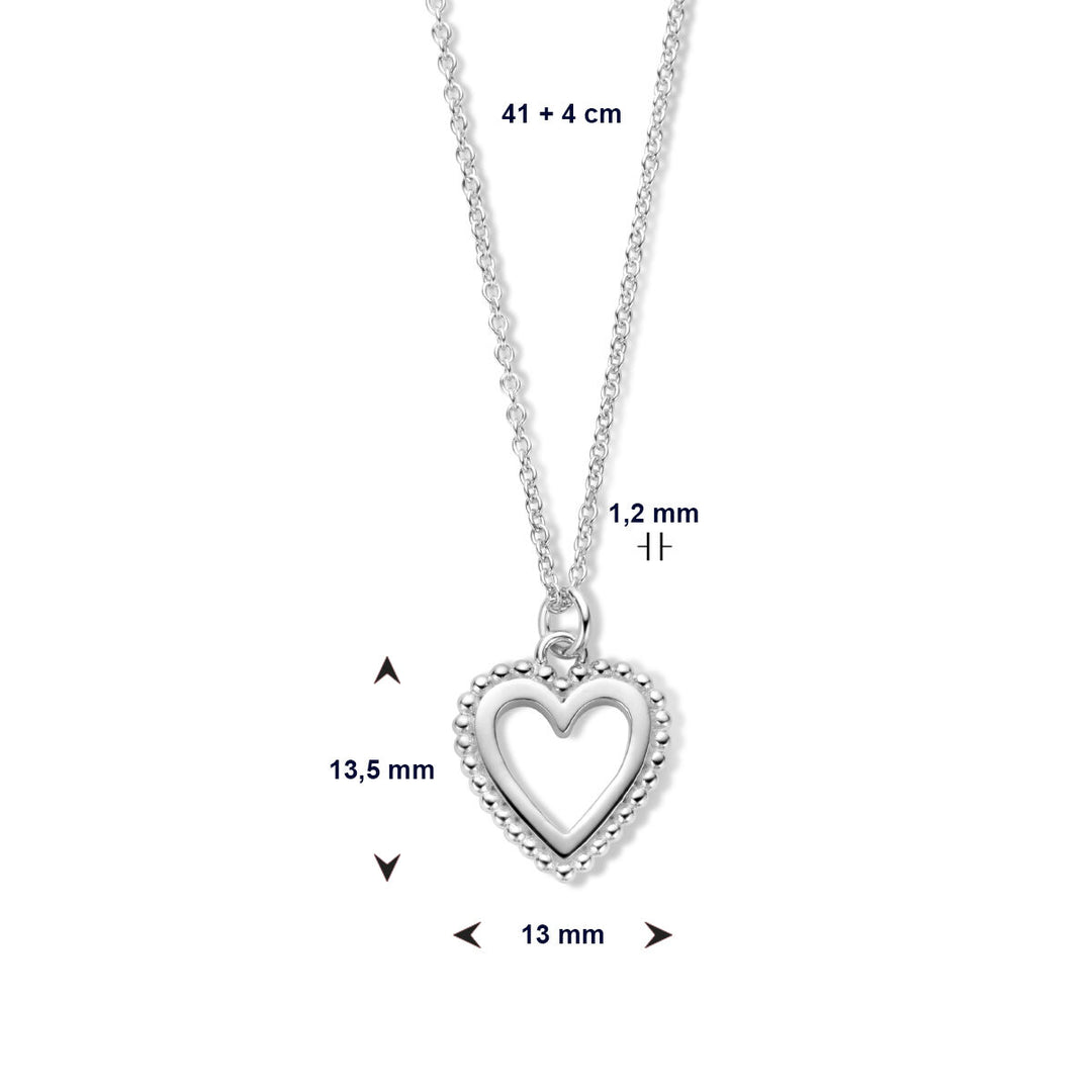 Halskette Herz 41 + 4 cm Silber rhodiniert
