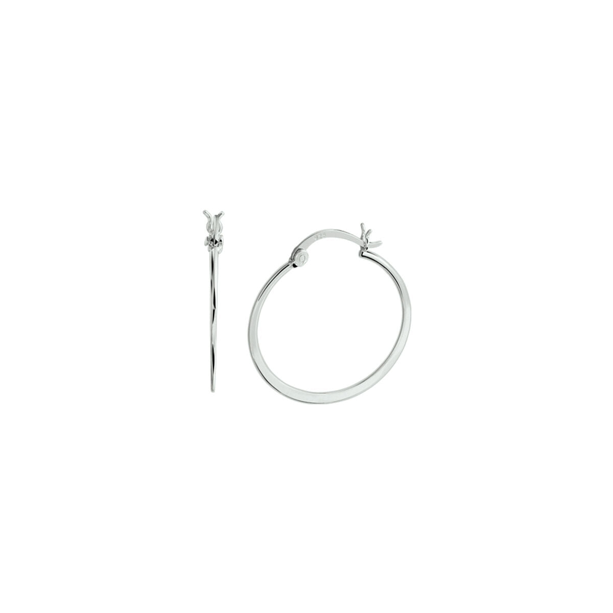 Klapp-Ohrringe aus rhodiniertem Silber mit glatter Oberfläche und schlichten Details