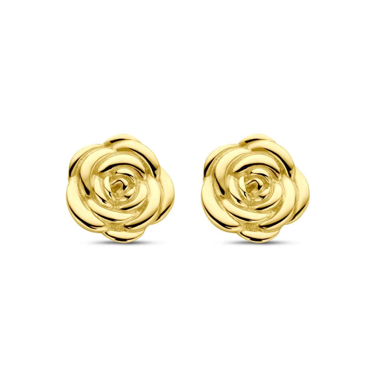 Ohrstecker in Form einer Rose aus 14K Gelbgold mit einem Durchmesser von 8 mm