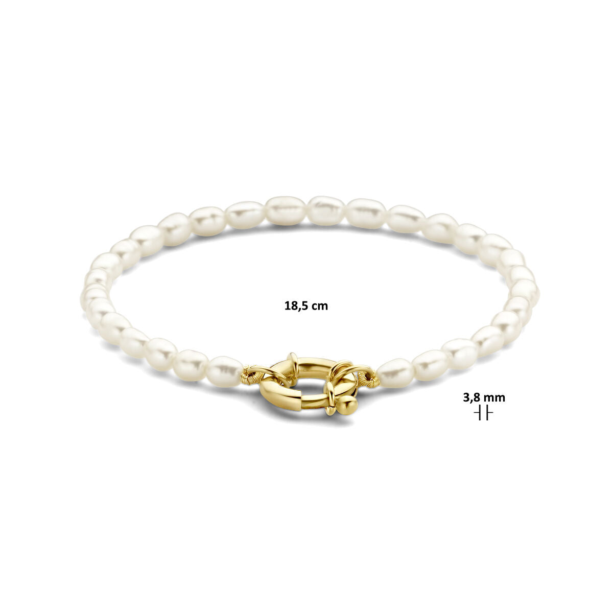 Armband Perlen 18,5 cm mit großem Federverschluss 14K Gelbgold