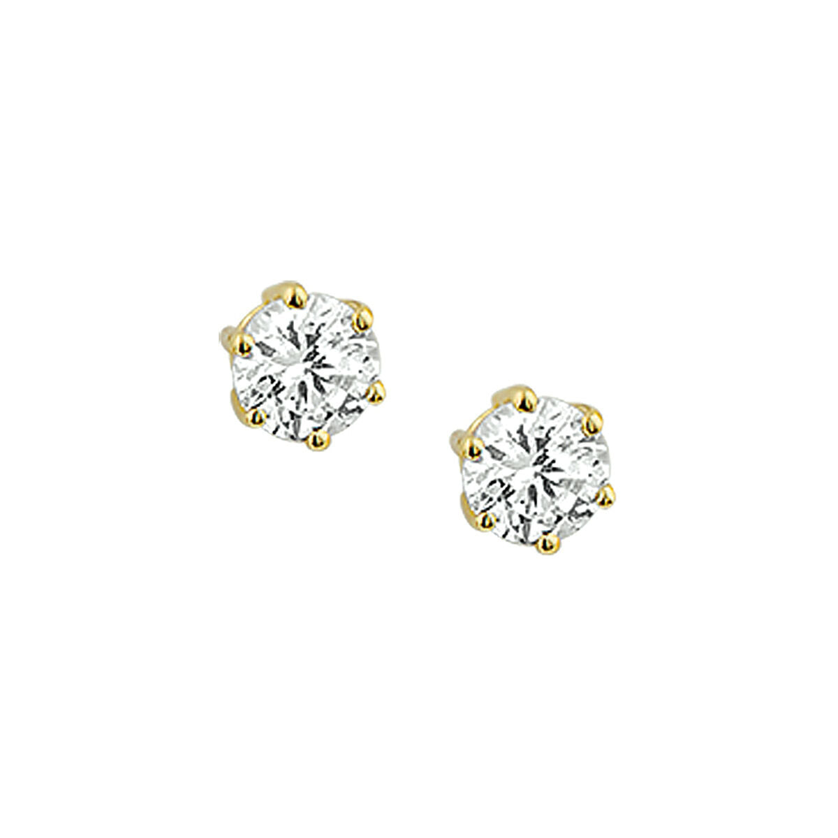 Ohrstecker aus 14K Gelbgold mit runden Zirkonia-Steinen in klarer Farbe