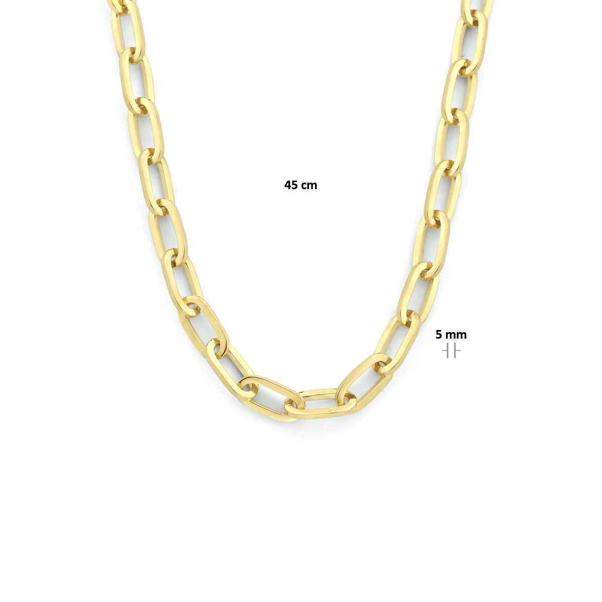 Halskette Büroklammer flach massiv 5,0 mm 45 cm Zilgold (Gelbgold mit Silberkern)
