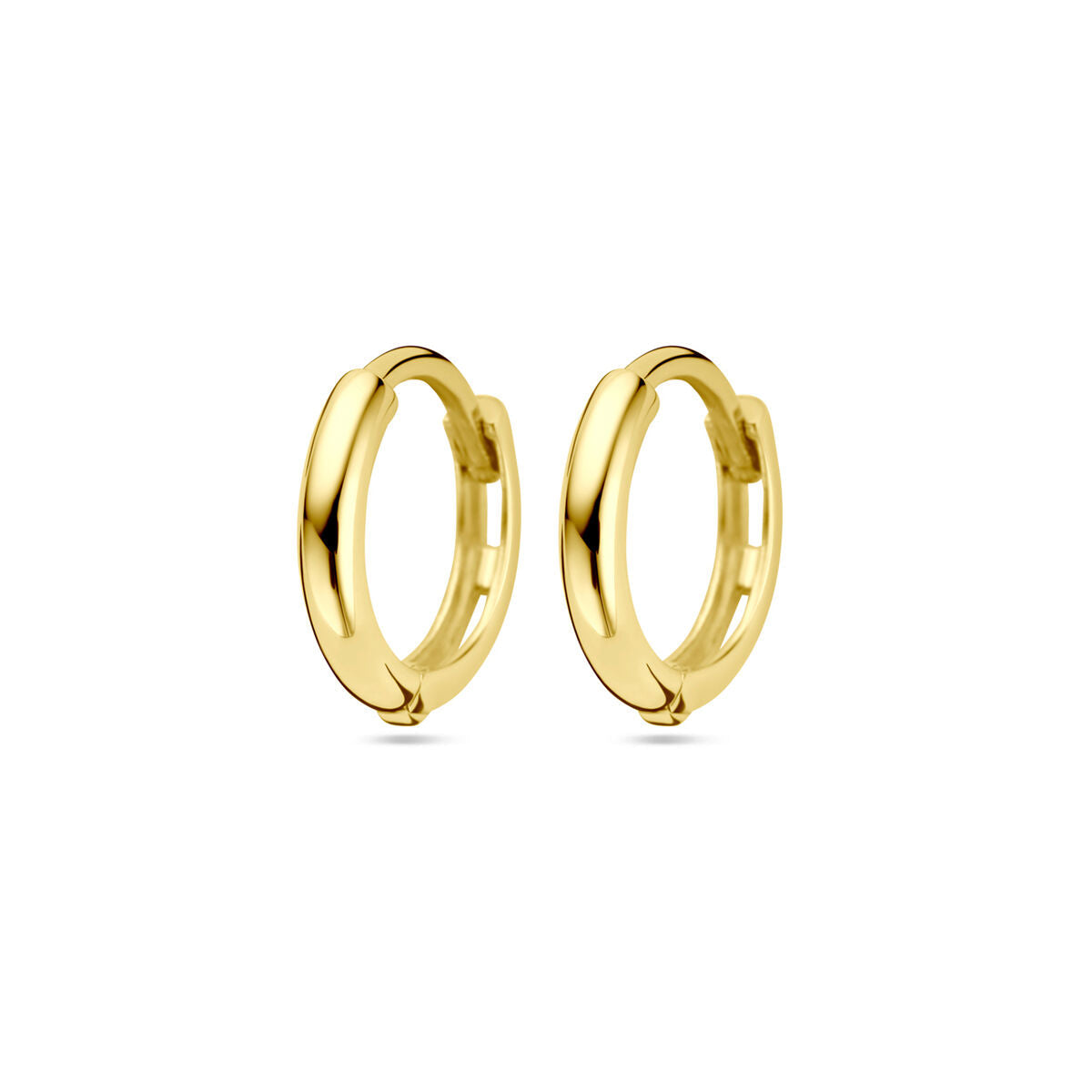 Klapp-Ohrringe aus 9 Karat Gelbgold mit glänzender Oberfläche und einem Durchmesser von 11 mm