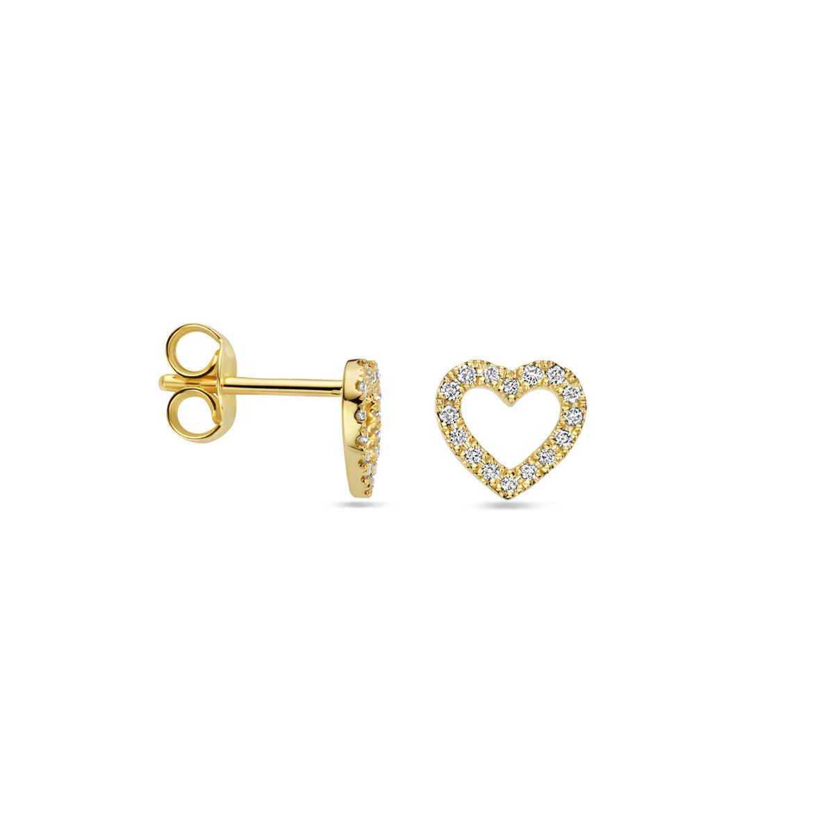 Ohrstecker Herz Diamant 0.11ct (2x 0.055ct) H SI 7 mm 14K Gelbgold