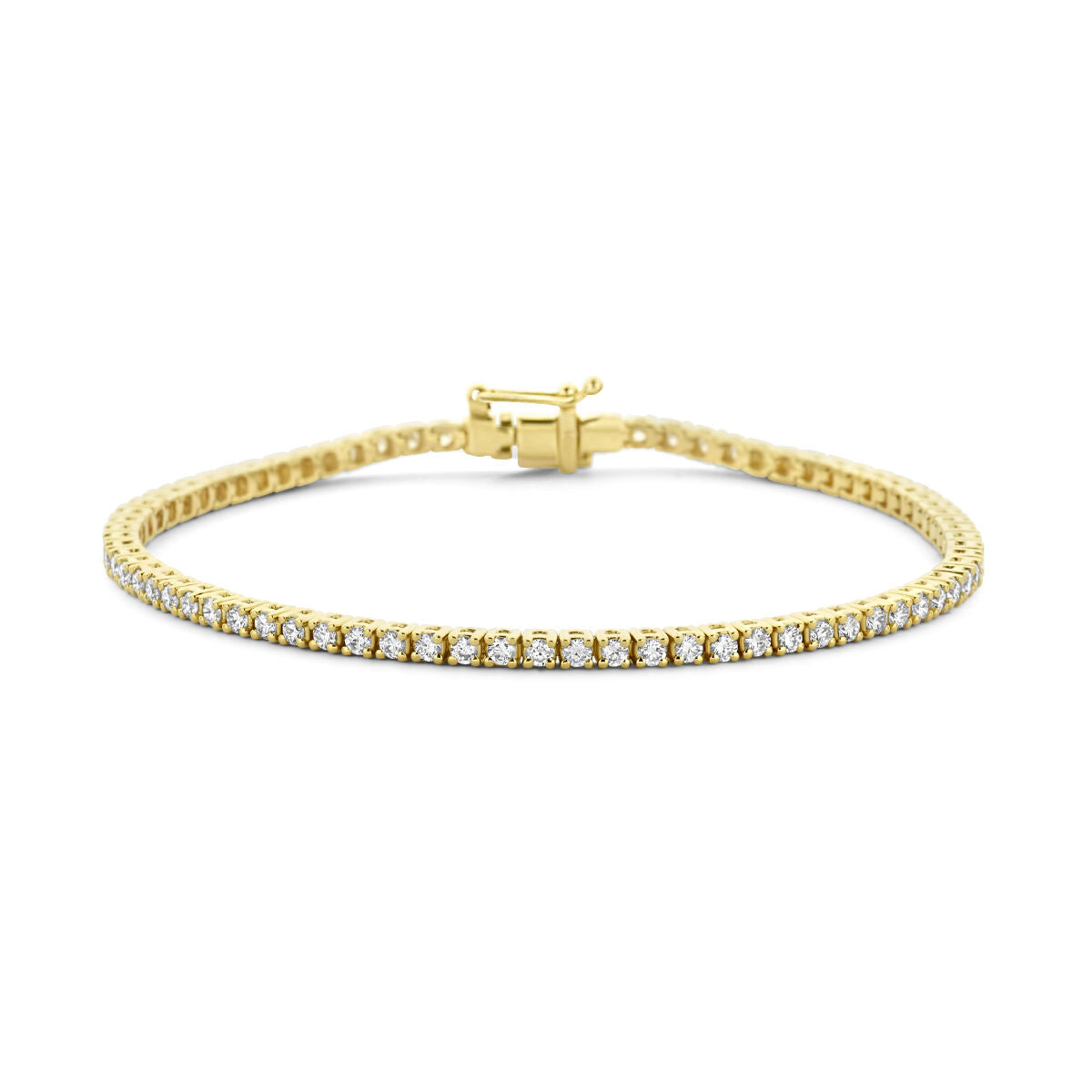 Tennisarmband aus 14K Gelbgold mit 2,00 ct lab-grown Diamanten und 2,3 mm Breite, 17,5 cm lang