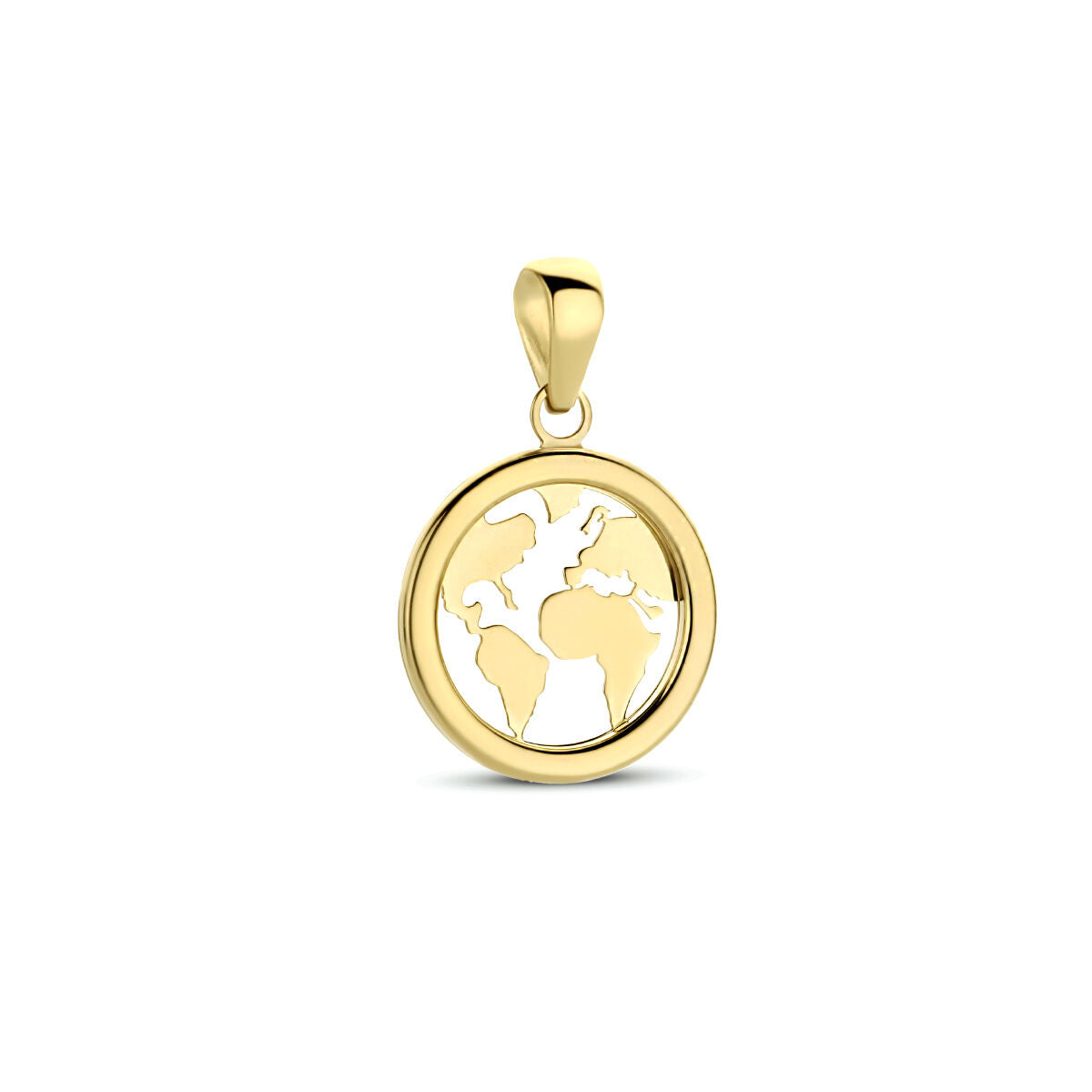 Hänger in 14K Gelbgold mit Weltkugel-Design und offener Kontur.