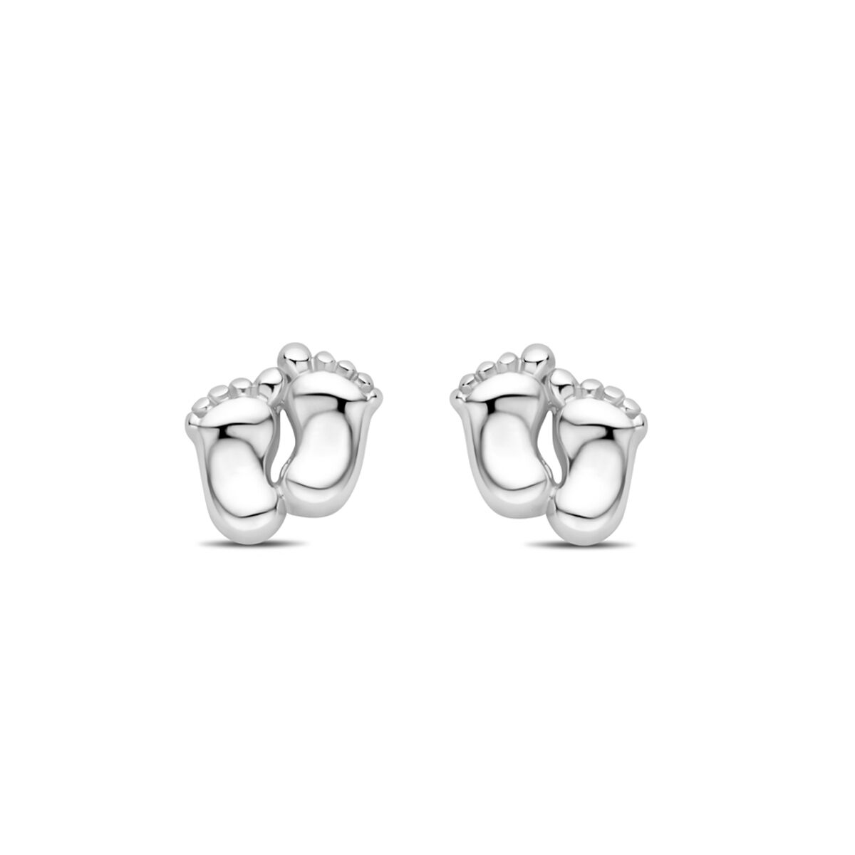 Ohrstecker in Form von Babyfüßen, 8 mm, aus rhodiniertem Silber