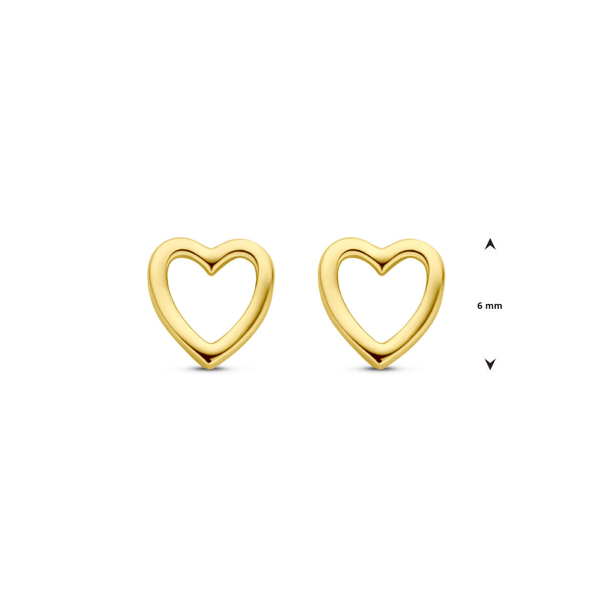 Ohrstecker Herzchen 6 mm 14K Gelbgold