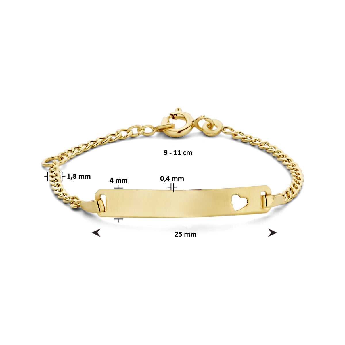 9K Gravurarmband Herzplatte 4,0 mm 9 Karat