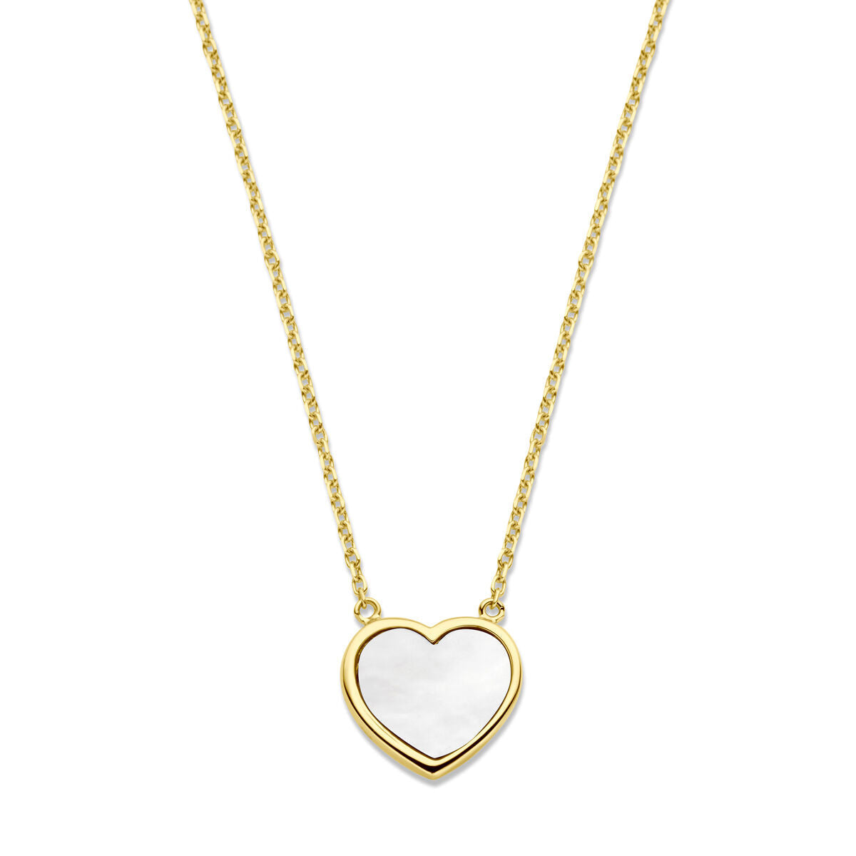 Gold Damenhalskette Herz Perlmutt 14K