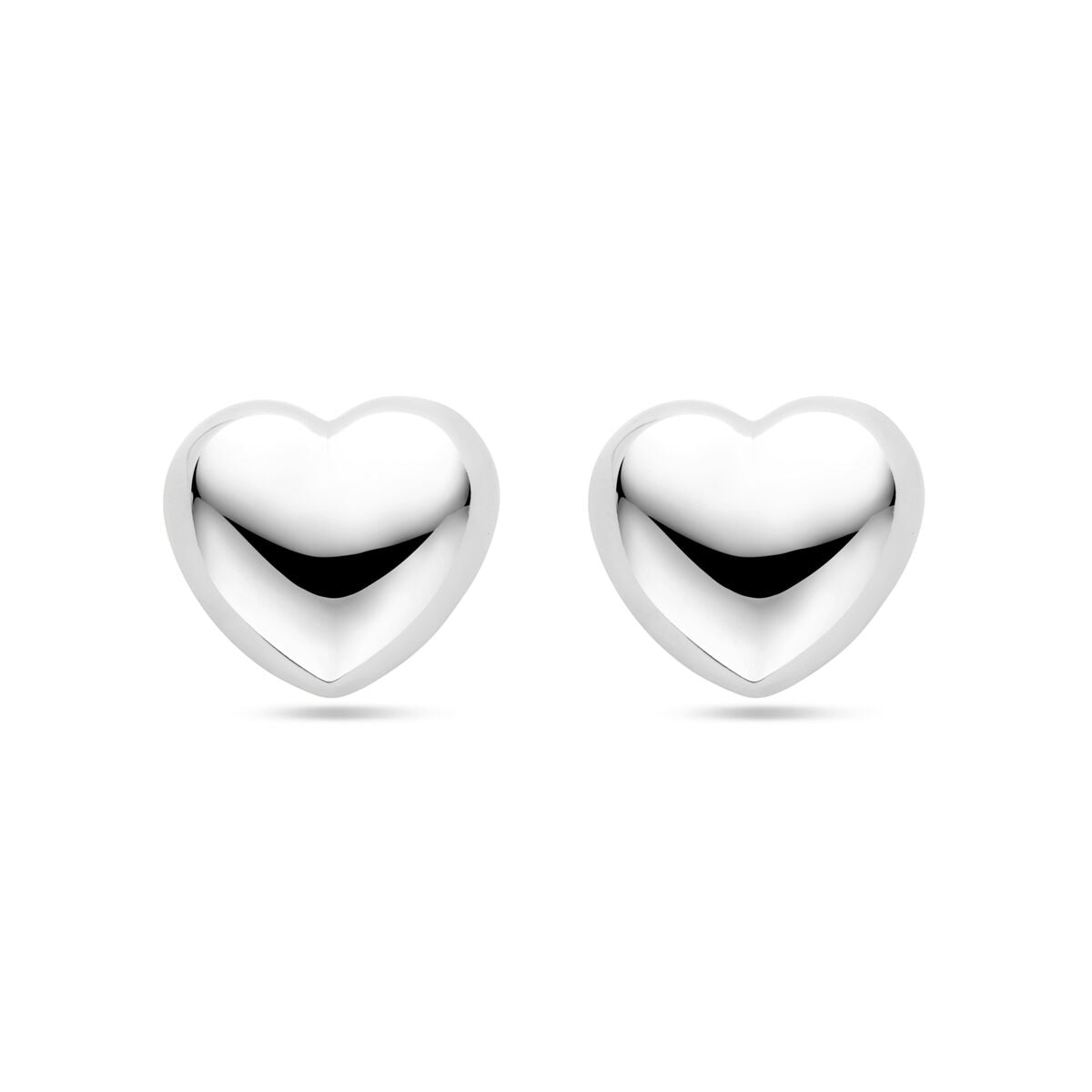 Ohrstecker in Herzform, 9,5 mm, aus rhodiniertem Silber