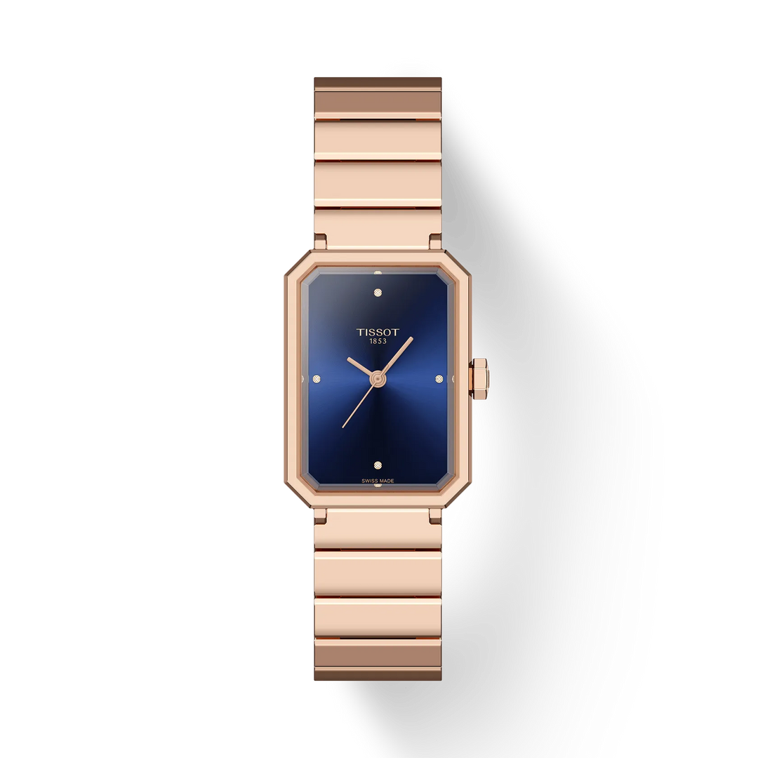 Tissot SRV 30MM rose met blauwe wijzerplaat dameshorloge