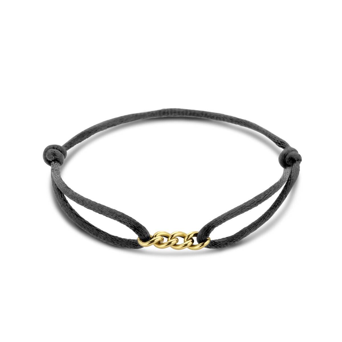 Armband aus 14K Gold mit schwarzem Gummi- und Nylonband