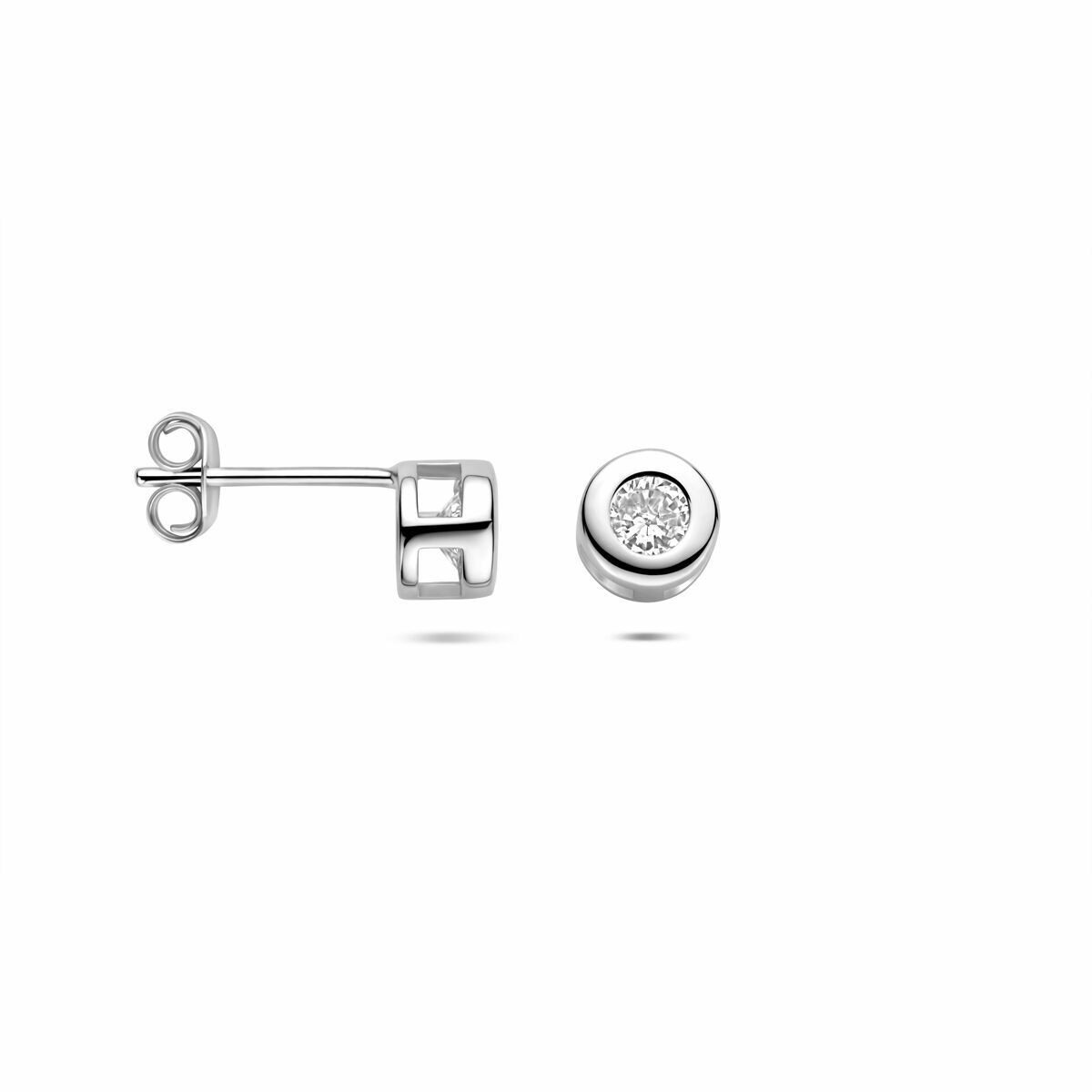 Ohrstecker aus Silber mit Zirkonia – rhodiniertes 925er Silber