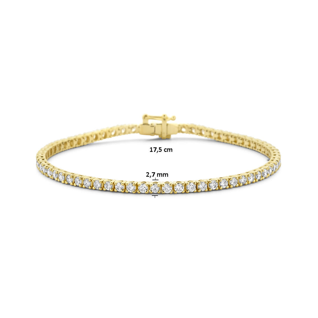 Tennisarmband, im Labor gezüchteter Diamant, 3,00 ct g, Si 2,7 mm, 17,5 cm, 14 K Gelbgold