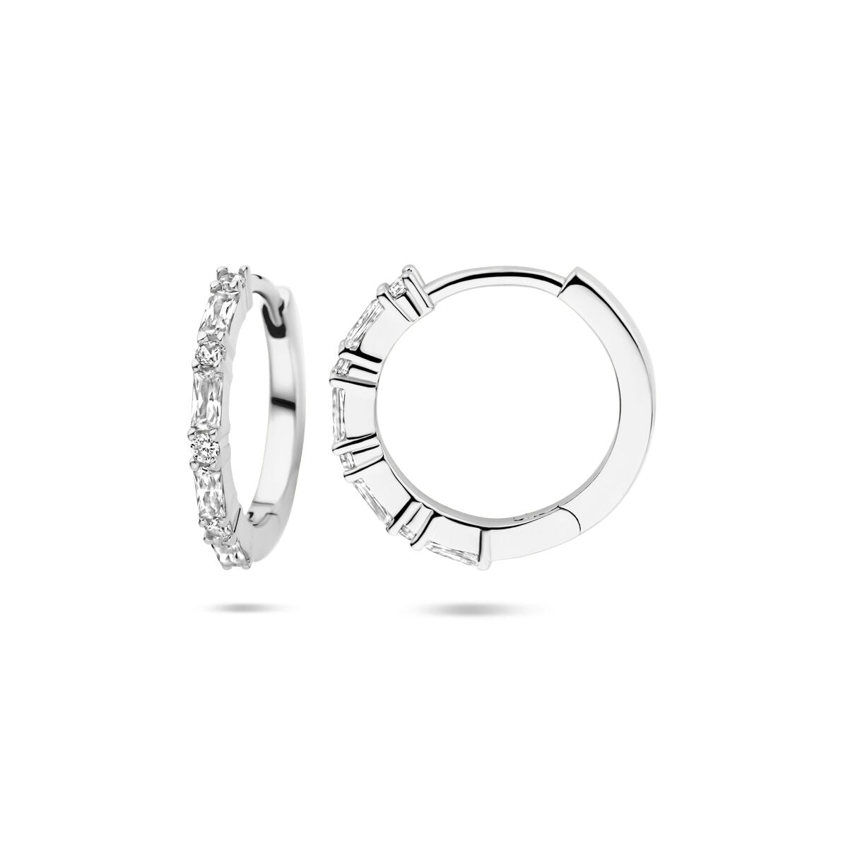 Klappohrringe Zirkonia 15 mm Silber rhodiniert