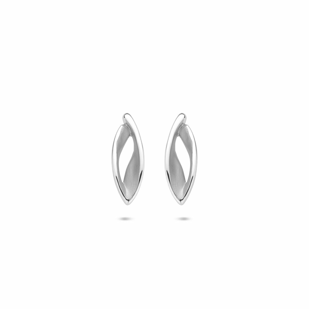 Gerhodinierte Ohrringe aus 925 Silber mit polierter und matter Oberfläche, 12x4mm