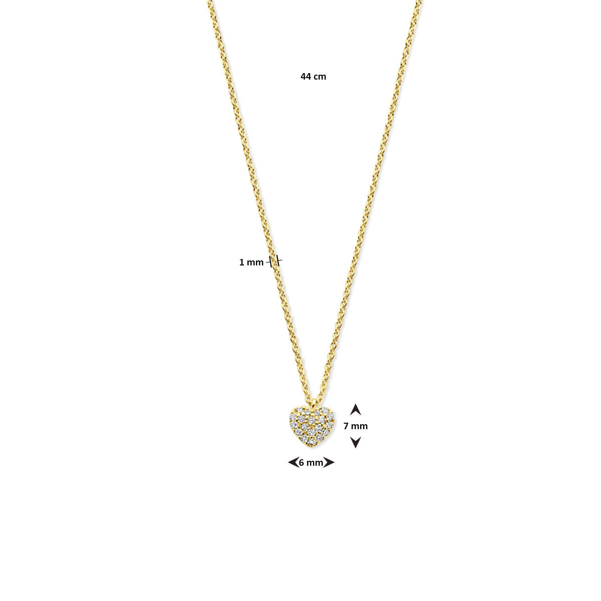 Halskette Herz Diamant 0.09ct H SI 44 cm 14K Gelbgold