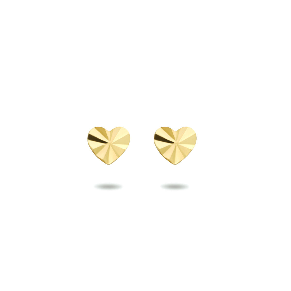 Ohrstecker in Herzform aus 14K Gelbgold mit diamantierter Oberfläche