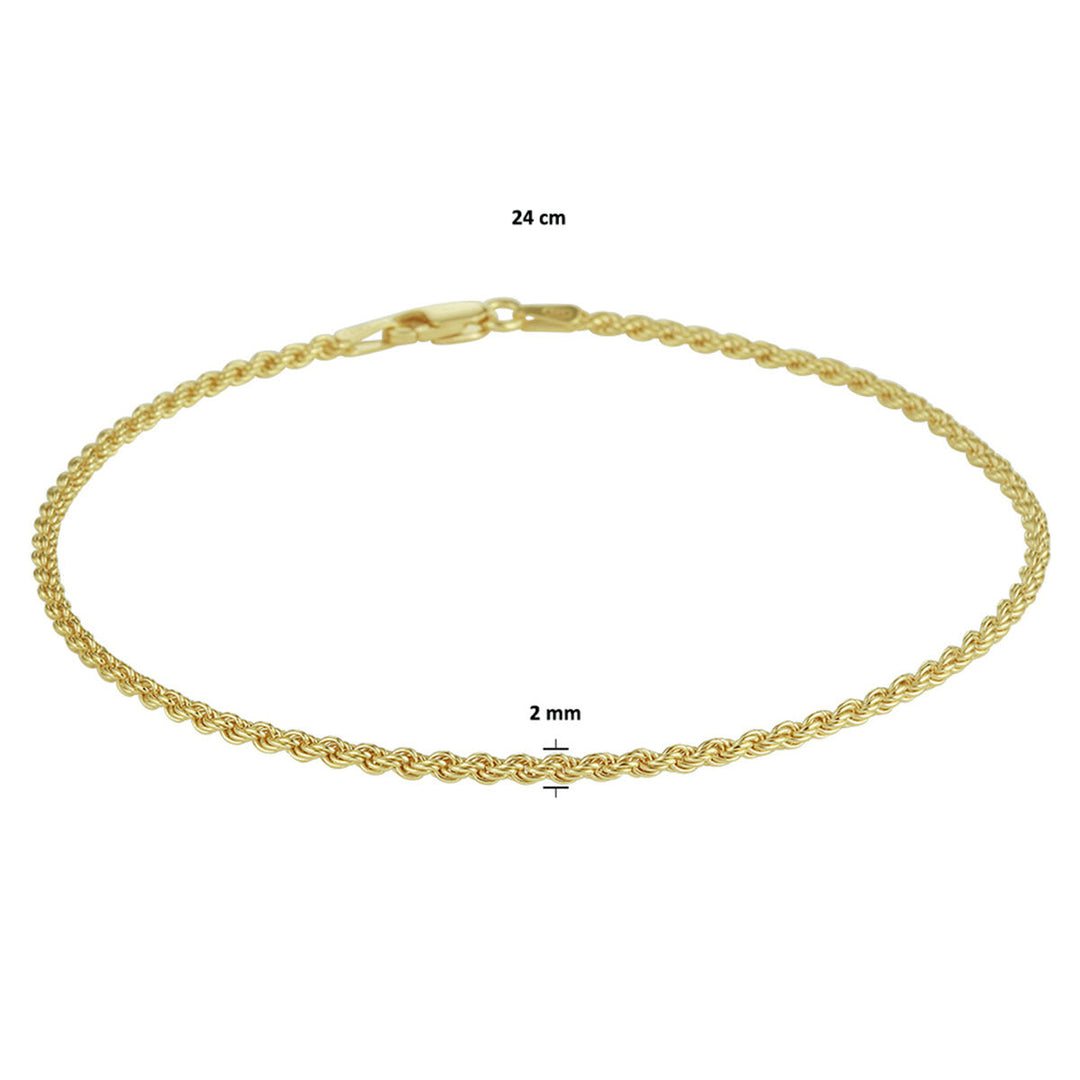 Fußkettchen 2 mm 24 cm 3 Mikron Silber vergoldet (gelb)