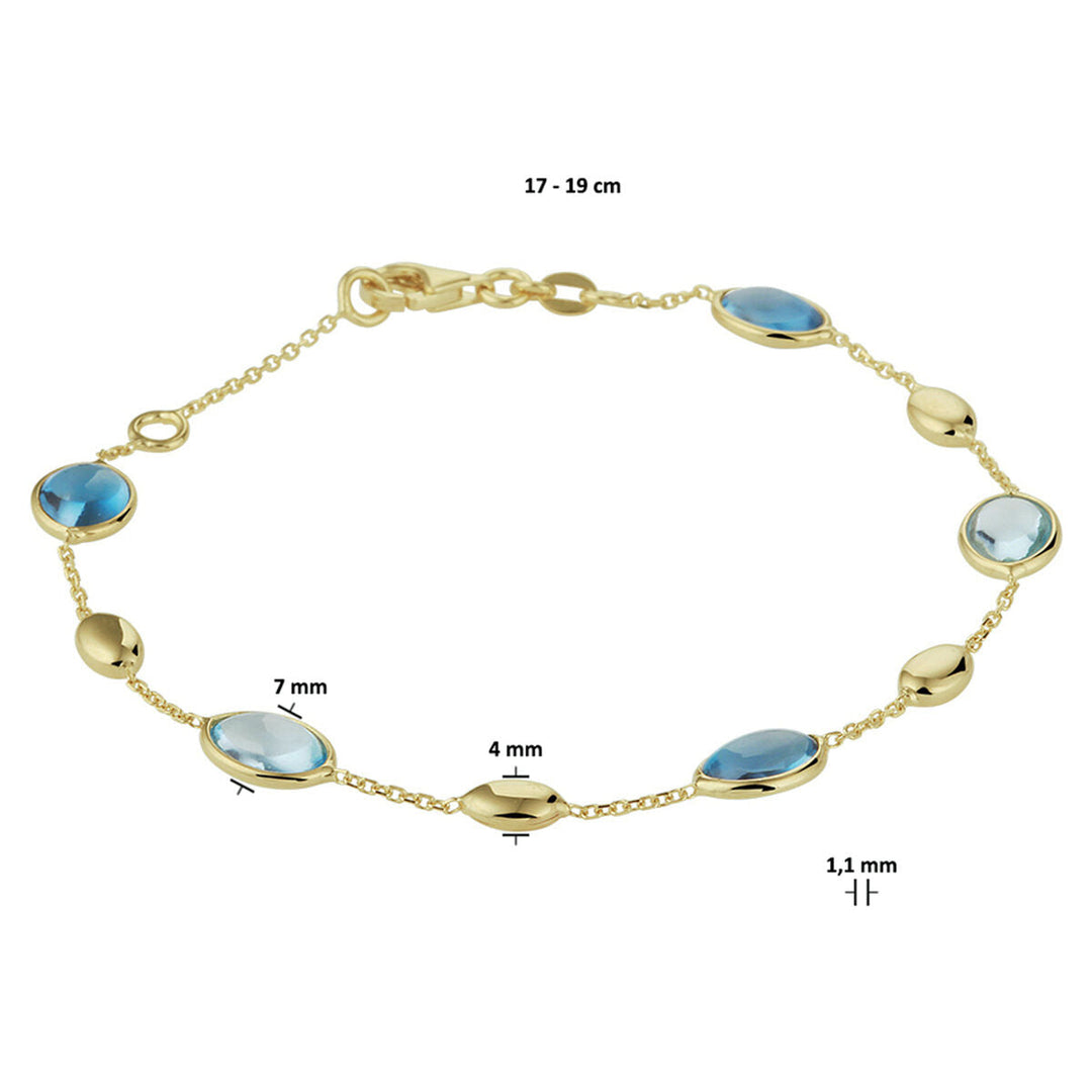 Goldarmband Damen London Blau und Blautopas 14K